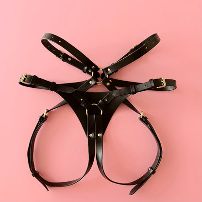 [Fatale Assassin] Handcrafted Italian Leather Harness Body Bondage Set