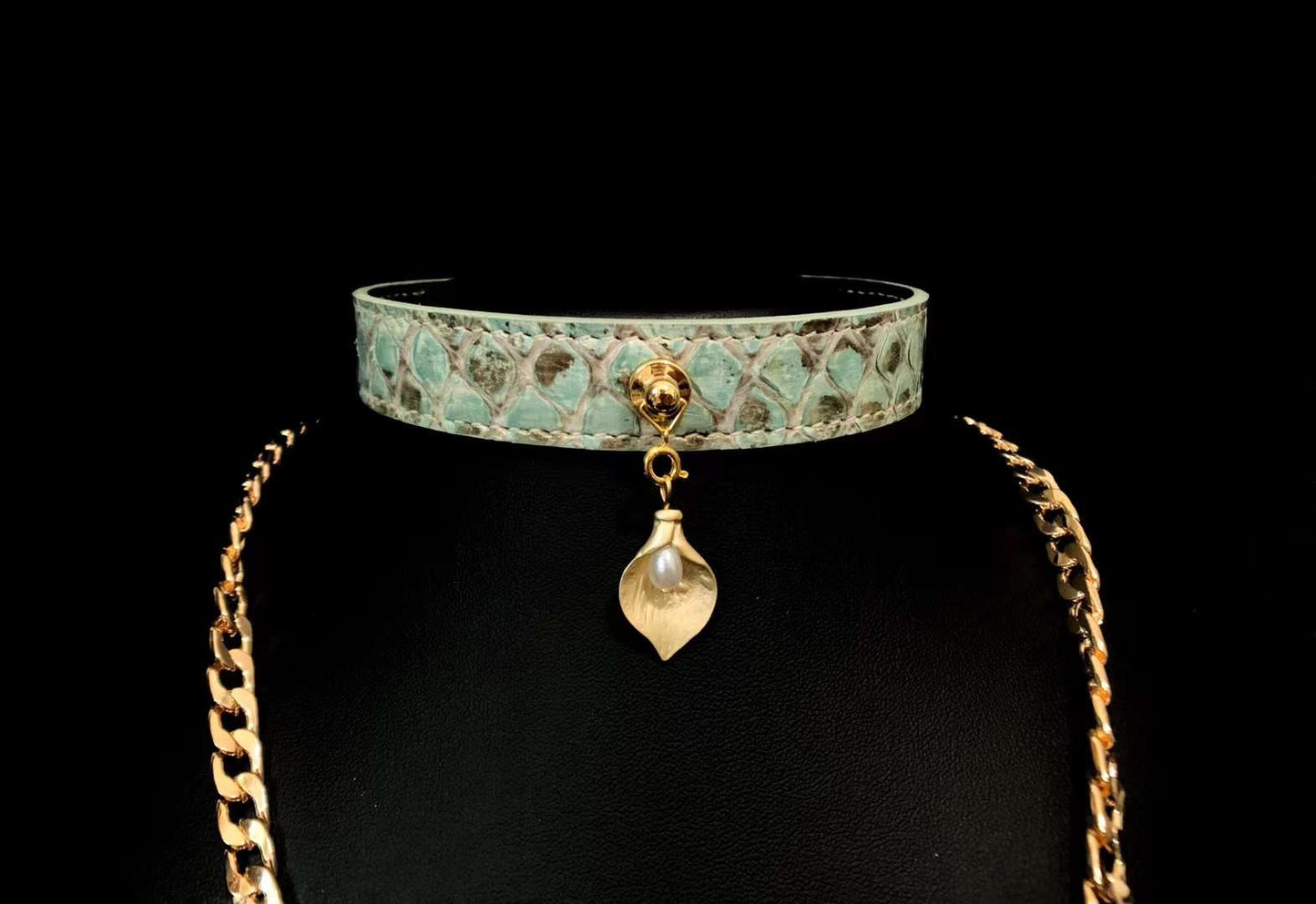 Python Skin Hand-made Collar [Bluestone]